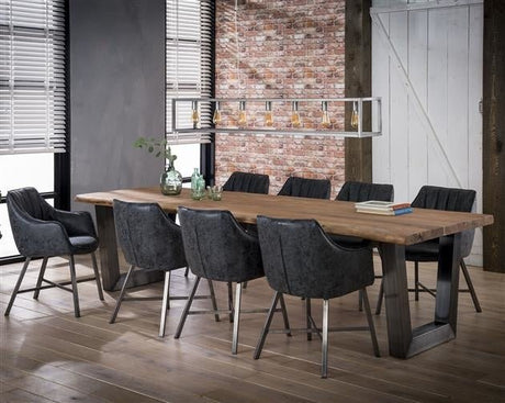 Table à manger Tristan DH Intérieur Acacia LxlxH 308x117x10 Bois d'acacia Photo d'ambiance vue de face diagonale