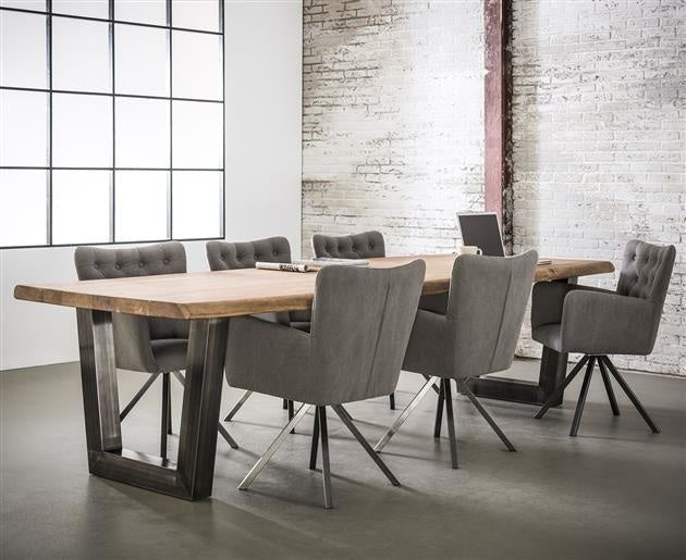 Table à manger Tristan DH Intérieur Acacia LxlxH 308x117x10 Bois d'acacia Photo d'ambiance vue de face diagonale