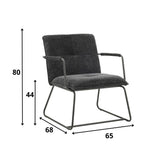 Fauteuil Hailey Ecoleder Dimehouse Antraciet LxBxH 66x64x37 Eco-leer Witfoto maatindicatie