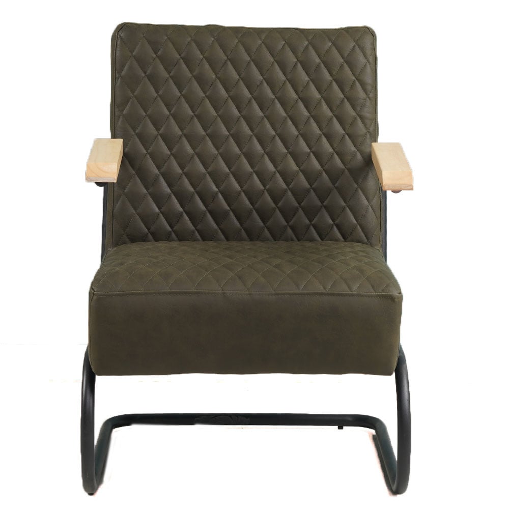 Fauteuil Lars Dimehouse Groen LxBxH 68x64x39 Kunstleer Witfoto vooraanzicht