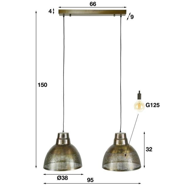 Lampe à suspension Luisa DH Intérieur Bronze LxlxH 79x42x37 Bronze Blanc indication de la taille de la photo