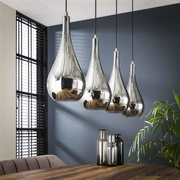 Lampe suspendue Mex DH Intérieur Chromé LxlxH 124x61x32 Verre Photo d'ambiance vue de face diagonale