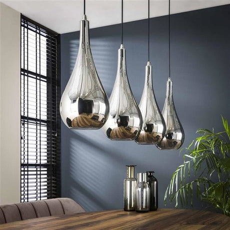 Lampe suspendue Mex DH Intérieur Chromé LxlxH 124x61x32 Verre Photo d'ambiance vue de face diagonale