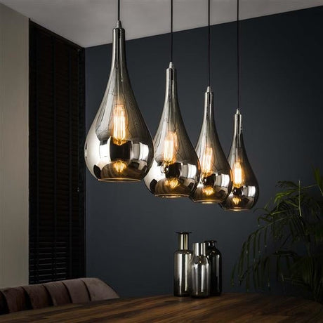 Lampe suspendue Mex DH Intérieur Chromé LxlxH 124x61x32 Verre Photo d'ambiance vue de face diagonale