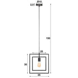 Hanglamp Kody DH Interior Charcoal LxBxH 42x41x10 Metaal Witfoto maatindicatie