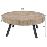 Salontafel Ashley DH Interior Verweerd LxBxH 94x91x17 Teak Witfoto maatindicatie