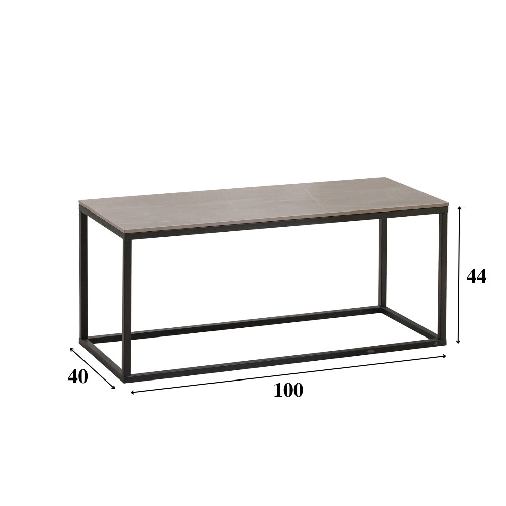 Table basse Fien Grey Marble Look rectangulaire 100x40 cm