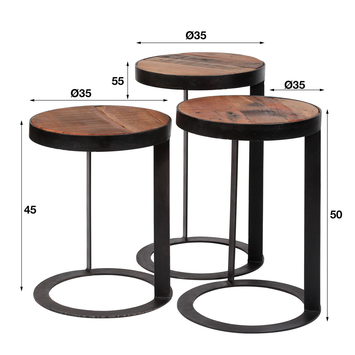 Bijzettafel Crosby DH Interior Hardhout LxBxH 59x54x40 Hardhout Witfoto maatindicatie