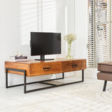 Meuble TV Emma Dimehouse Marron LxlxH 148x82x52 Bois de manguier Photo d'ambiance vue de face diagonale