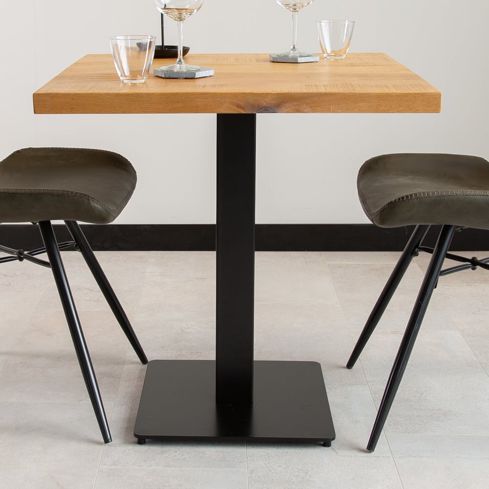 Table à manger Table de bistro Carrée Dimehouse Marron LxlxH 66x66x7 Bois de manguier Détail de la photo d'ambiance