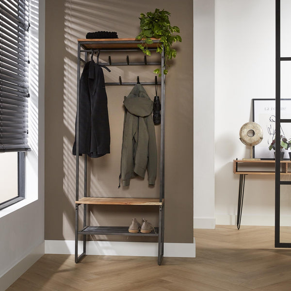 MARK ADLER Keeper 5.0 Porte-manteau XXL - Grande Étagère Vêtements Avec 8 Étagères Chaussures - Noir 36x162x177 Cm
