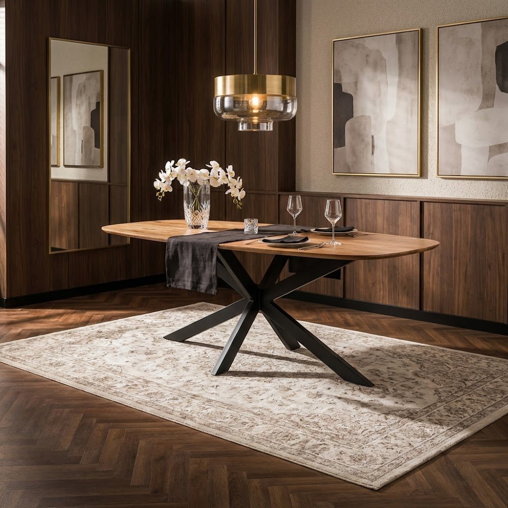 Table à manger ovale danoise Tavon en bois d'acacia 180x95 cm