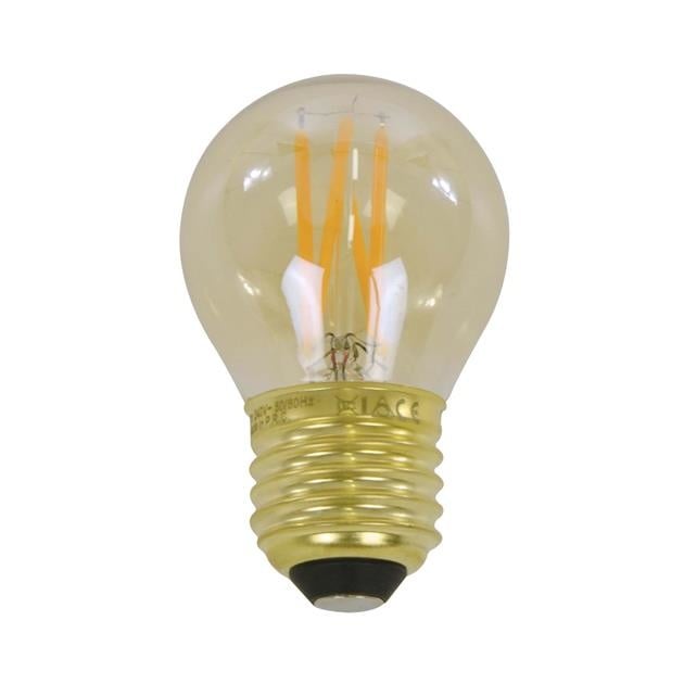 Lichtbron LED filament Bol Ø4,5 DH Interior Amber color glas LxBxH 8x5x5 Amber color glas Witfoto vooraanzicht