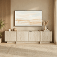 Meuble TV - TV - meuble Japandi travertin mélamine Lowen 180 cm - Dimehouse