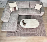 Canapé d'angle avec chaise longue en velours chenille taupe Manon - gauche 
