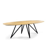 Table à manger Miami DH Intérieur Marron Bois de manguier Photo blanche vue de face en diagonale