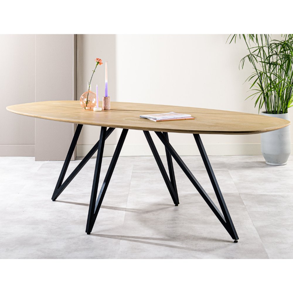 Table à manger Miami DH Intérieur Marron Bois de manguier Photo d'ambiance vue de face