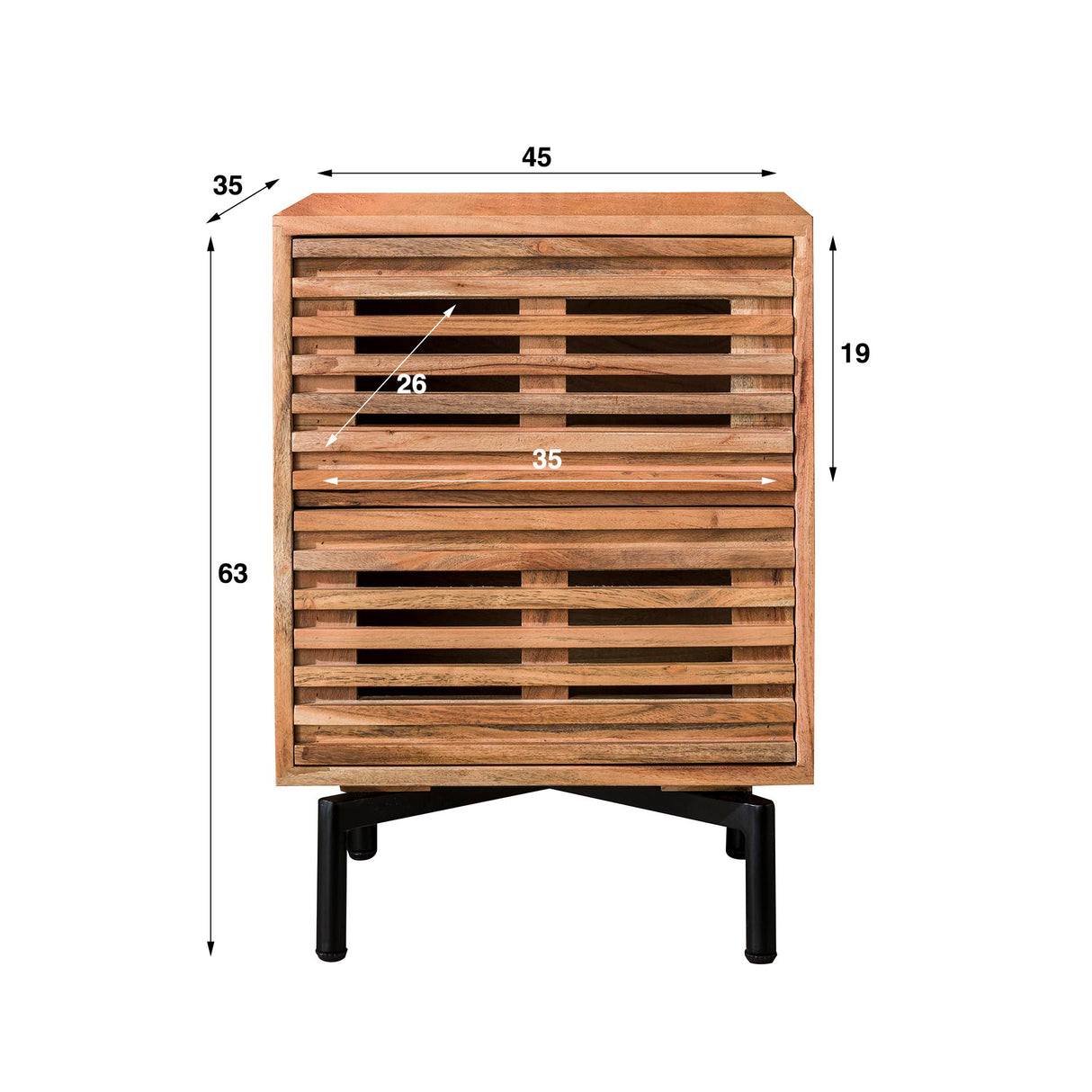 Table de chevet Monja DH Intérieur Acacia LxlxH 70x53x43 Bois d'acacia Blanc indication de la taille de la photo