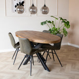 Table à manger Lennon Dimehouse Marron LxlxH 203x110x10 Bois de manguier Photo d'ambiance vue de face diagonale