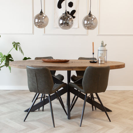 Table à manger Lennon Dimehouse Marron LxlxH 203x110x10 Bois de manguier Photo d'ambiance en situation