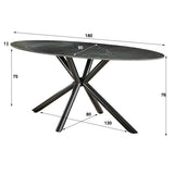 Table à manger Sophie DH Intérieur Noir LxlxH 189x99x9 Céramique Blanc indication de la taille de la photo