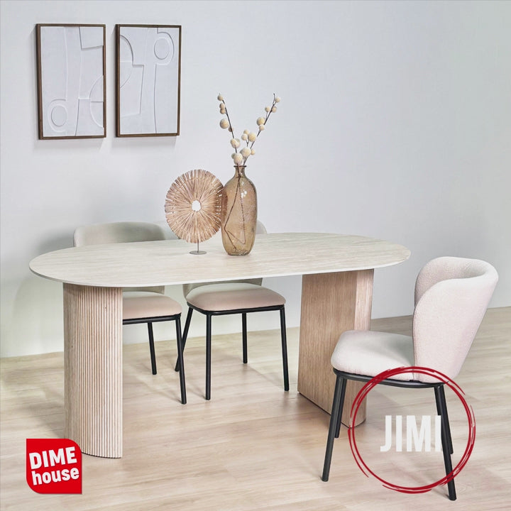 Table à manger ovale Jimi 180x90 cm travertin beige