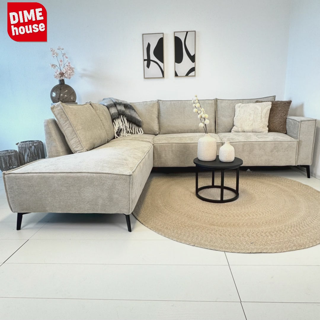 Canapé d'angle Yara avec chaise longue gauche Chenille Gray