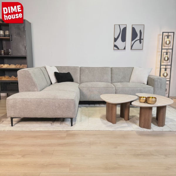 Canapé d'angle Ravi – Chenille Mêlée Gris – Droit 