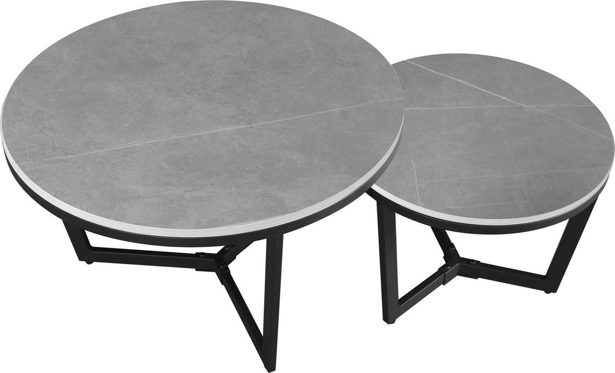 Ensemble de table basse de 2 Brady Round Marmerlook Gray