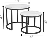 Ensemble de table basse ronde de 2 look en marbre en pierre frit