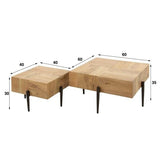 Salontafel Daantje DH Interior Acacia LxBxH 69x69x25 Acaciahout Witfoto maatindicatie