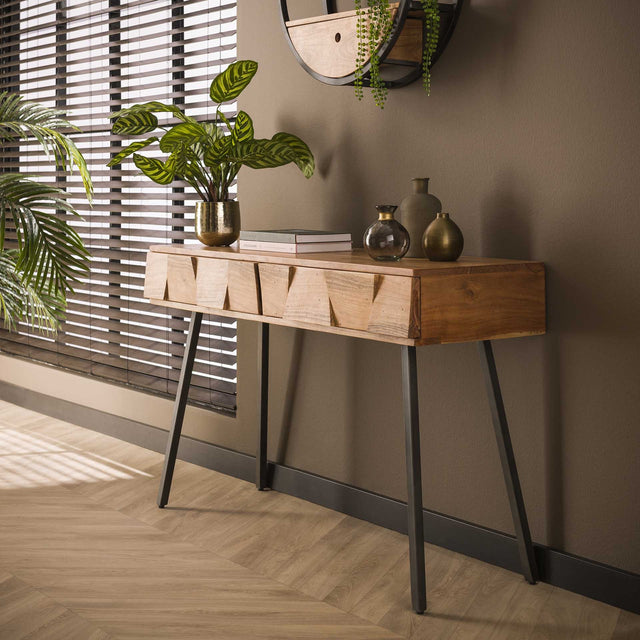 Coiffeuse Alisa DH Intérieur Acacia LxlxH 125x46x23 Bois d'acacia Photo d'ambiance vue de face diagonale