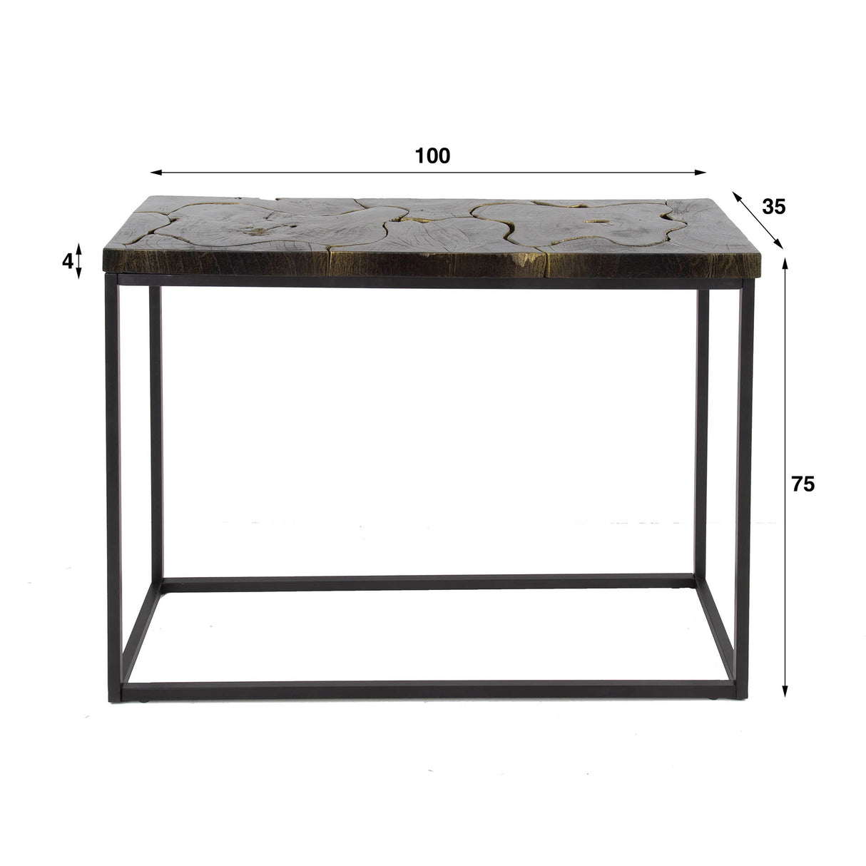 Coiffeuse Minette DH Intérieur Noir & or LxlxH 104x40x13 Teck Blanc photo indication de taille