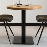 Table à manger Table de bistro Ronde Dimehouse Marron LxlxH 97x97x7 Bois de manguier Détail de la photo d'ambiance