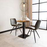 Table à manger Table de bistro Ronde Dimehouse Marron LxlxH 97x97x7 Bois de manguier Photo d'ambiance vue de face