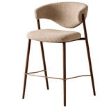 Chaise de bar bouclé couleur sable Kaito - structure aspect noyer - Japandi