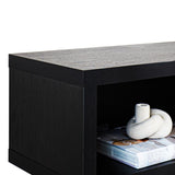 Meuble TV Bernie Noir Dimehouse Noir LxlxH 146x36x31 Mélamine Atmosphère détail photo